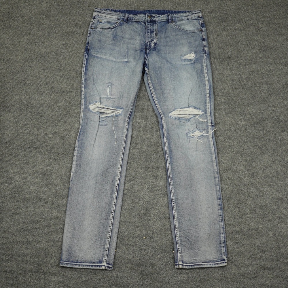 Ksubi Chitch Jeans Mens 40x32 Blue Distressed Slim Tapered Rekovery Denim